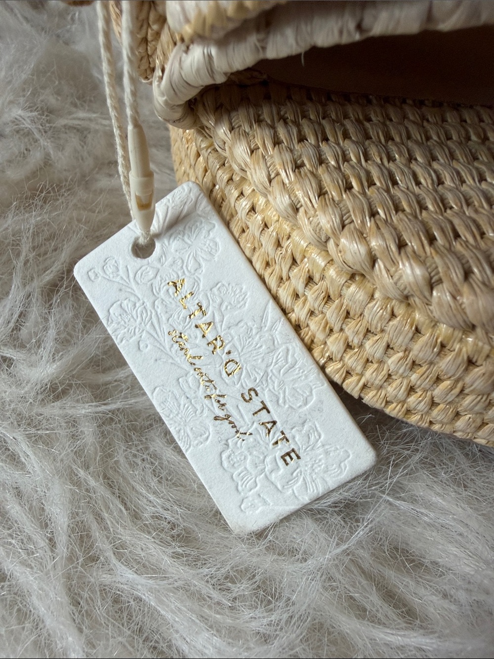 Altar'd State Cream and Beige Woven Buckle Wedge Sandals - Picture 2 of 11